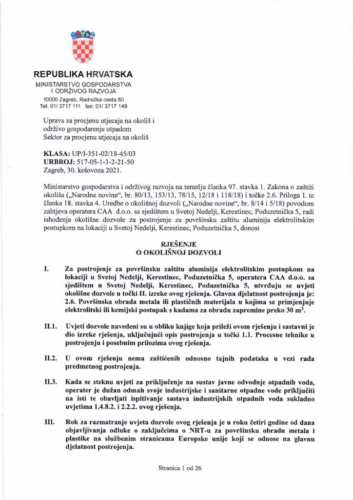 rješenje ministarstva